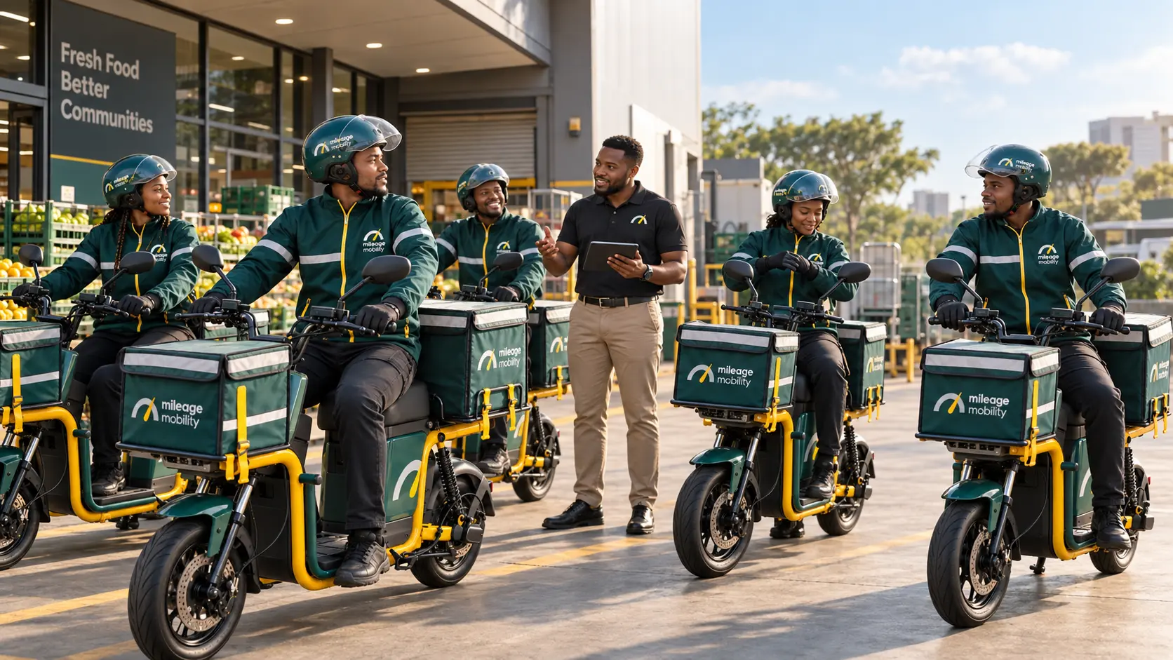 Mileage electric fleet at a business facility