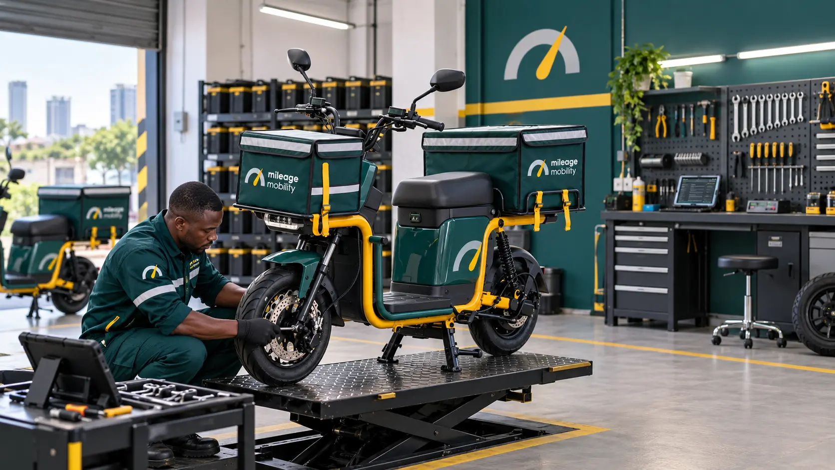 Mileage electric vehicle service workshop